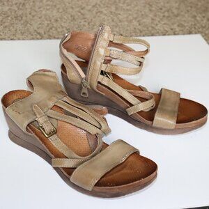 Miz Mooz Strappy Wedge Sandal Bone Color Size 40 (9) Women's